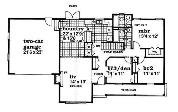 Architectural House Design - Country Floor Plan - Main Floor Plan #47-885