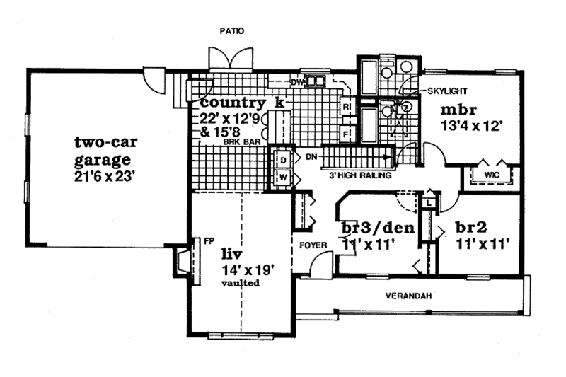 Dream House Plan - Floor Plan - Main Floor for Country House Plan #47-885 - 3 bed, 2 bath