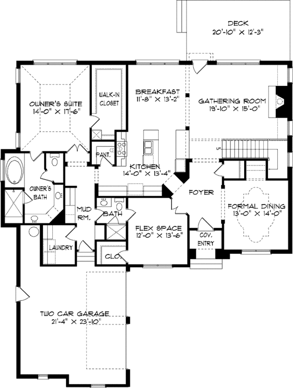 House Plan Design - Tudor Floor Plan - Main Floor Plan #413-910