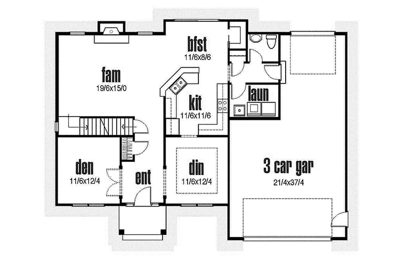 Home Plan - Floor Plan - Main Floor for Traditional House Plan #435-23 - 4 bed, 2.5 bath