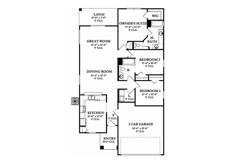 Architectural House Design - Floor Plan - Main Floor for Mediterranean House Plan #1058-89 - 3 bed, 2 bath