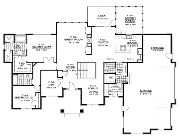 House Design - Ranch Floor Plan - Main Floor Plan #51-676