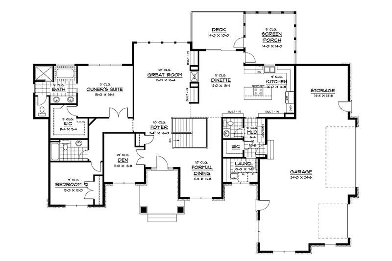 Home Plan - Floor Plan - Main Floor for Ranch House Plan #51-676 - 4 bed, 3.5 bath