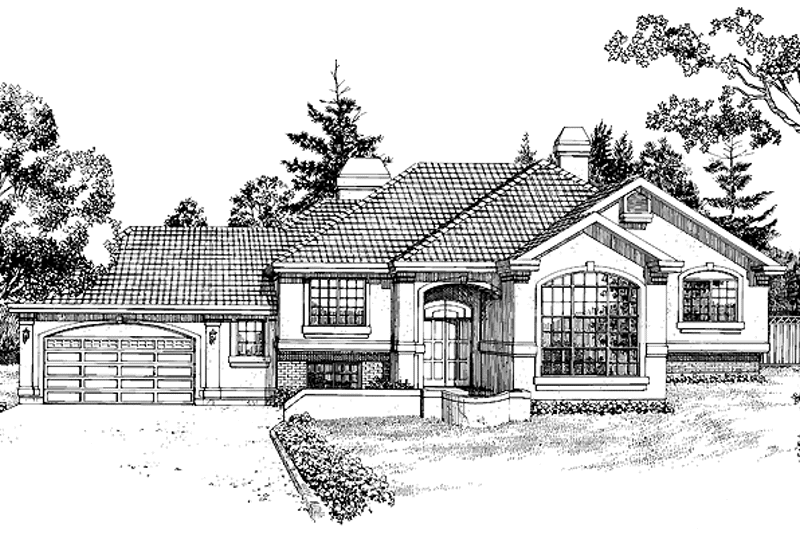 Home Plan - Exterior - Front Elevation 3 for Mediterranean House Plan #47-869 - 3 bed, 2.5 bath