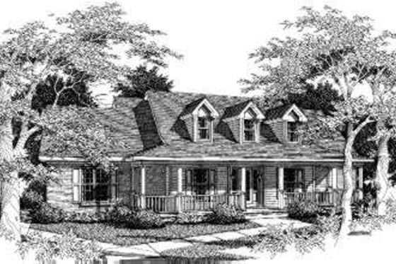 Exterior - Front Elevation for Country House Plan #329-102 - 5 bed, 3 bath