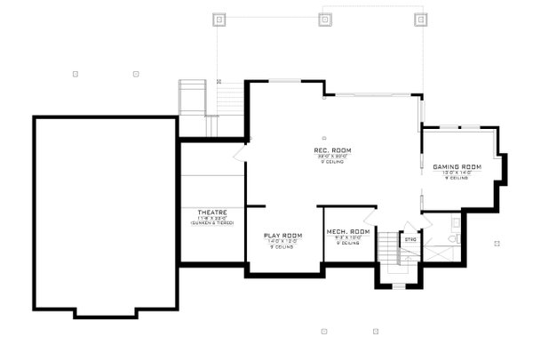 Craftsman Floor Plan - Lower Floor Plan #1086-11