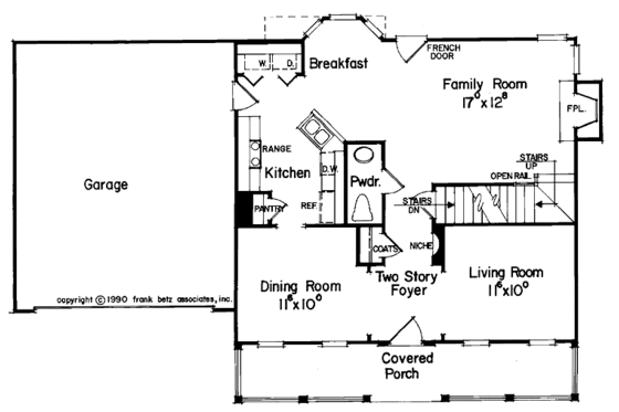 Floor Plan - Main Floor for Classical House Plan #927-47 - 3 bed, 2.5 bath