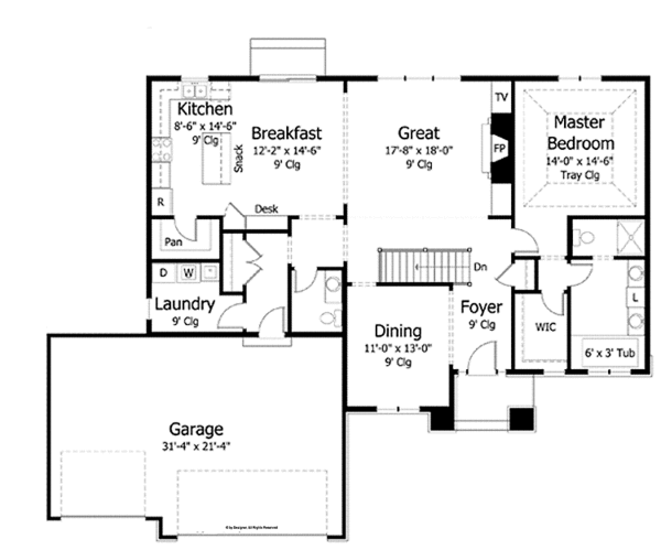 House Plan Design - European Floor Plan - Main Floor Plan #51-965