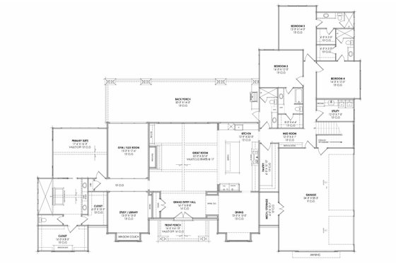 Floor Plan - Main Floor for Country House Plan #1096-212 - 4 bed, 5 bath