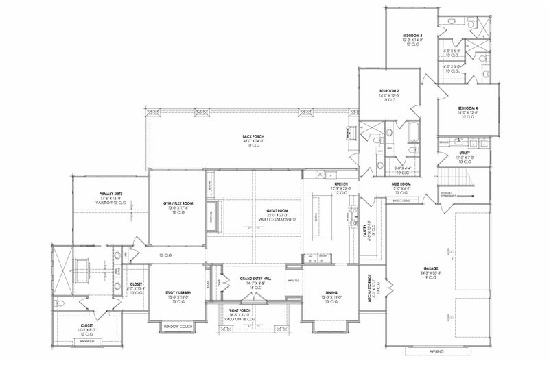 Architectural House Design - Floor Plan - Main Floor for Country House Plan #1096-212 - 4 bed, 5 bath