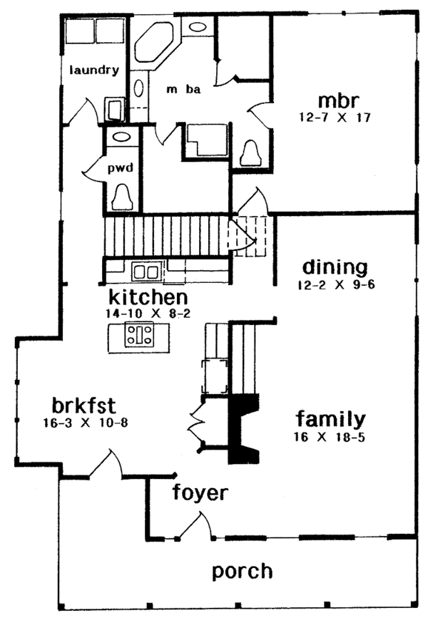 House Plan Design - Country Floor Plan - Main Floor Plan #301-154