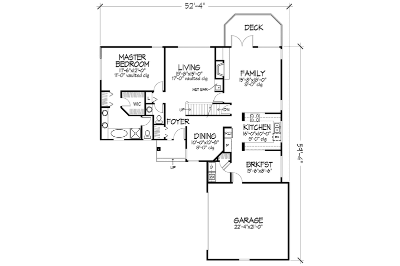 Architectural House Design - Floor Plan - Main Floor for Prairie House Plan #320-1096 - 3 bed, 2.5 bath