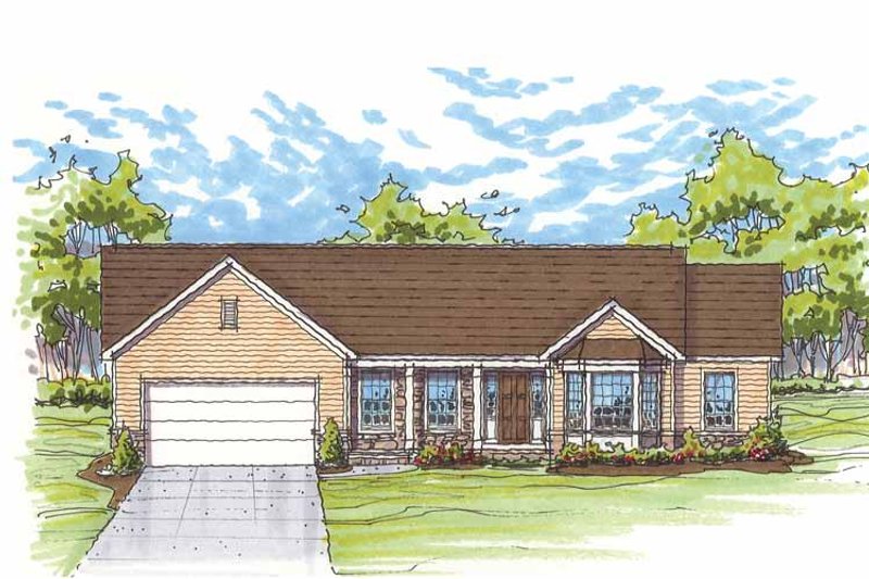 House Blueprint - Exterior - Front Elevation 3 for Traditional House Plan #435-12 - 3 bed, 2.5 bath