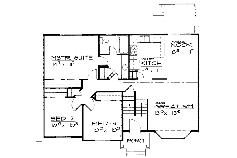 Dream House Plan - Floor Plan - Main Floor for Country House Plan #308-299 - 3 bed, 1 bath