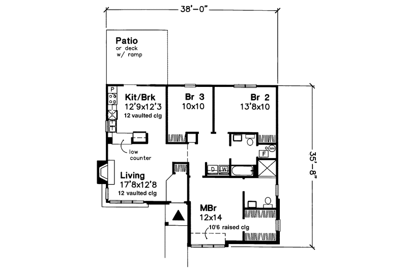 House Design - Floor Plan - Main Floor for Prairie House Plan #320-1063 - 3 bed, 2 bath