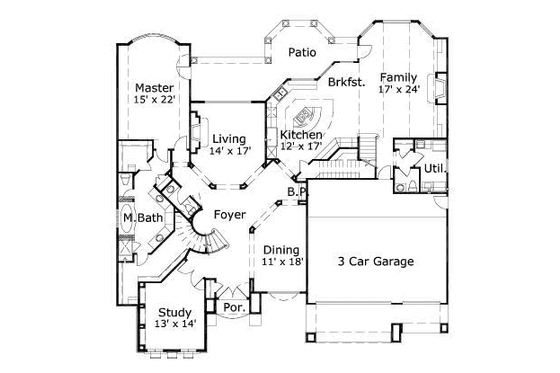 Floor Plan - Main Floor for Mediterranean House Plan #411-167 - 5 bed, 4.5 bath