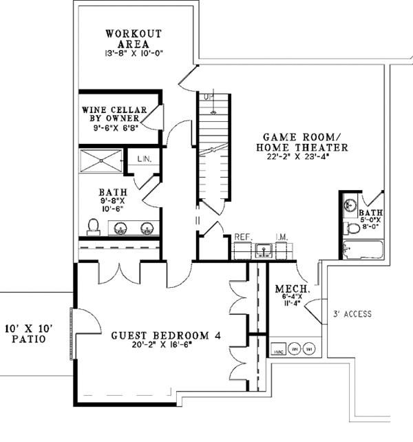 Architectural House Design - Traditional Floor Plan - Lower Floor Plan #17-2775