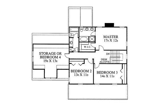 Floor Plan - Upper Floor for Country House Plan #1053-20 - 3 bed, 2.5 bath
