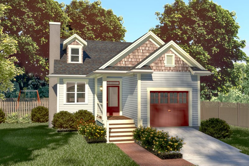 Bungalow Style House Plan - 2 Beds 2 Baths 1067 Sq/Ft Plan #79-307 Exterior
