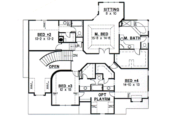Floor Plan - Upper Floor for Traditional House Plan #67-572 - 4 bed, 3.5 bath
