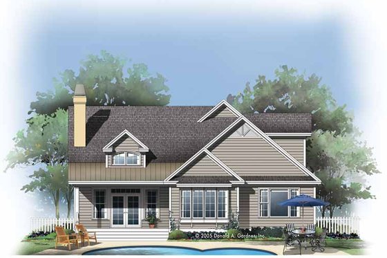 Exterior - Rear Elevation 1 for Country House Plan #929-784 - 3 bed, 2 bath