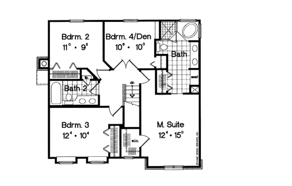 Architectural House Design - Colonial Floor Plan - Upper Floor Plan #417-634