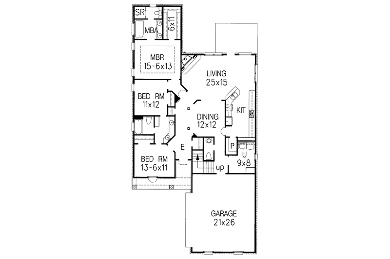 Home Plan - Floor Plan - Main Floor for Traditional House Plan #15-298 - 3 bed, 2.5 bath