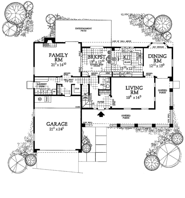 Architectural House Design - Mediterranean Floor Plan - Main Floor Plan #72-843
