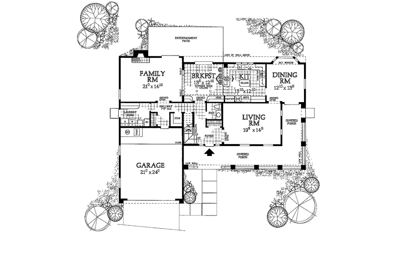 Home Plan - Floor Plan - Main Floor for Mediterranean House Plan #72-843 - 4 bed, 2.5 bath