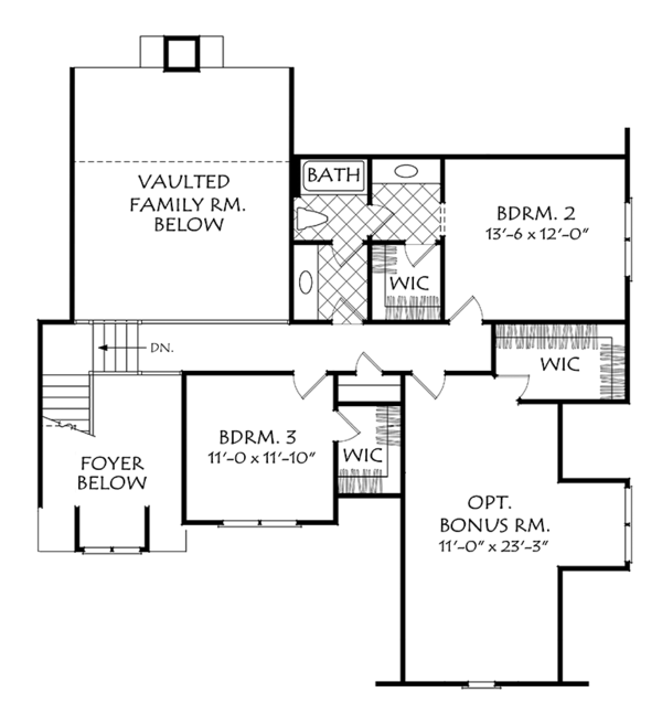 Architectural House Design - Colonial Floor Plan - Upper Floor Plan #927-976