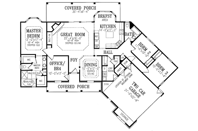 House Design - Floor Plan - Main Floor for Country House Plan #314-224 - 4 bed, 2 bath