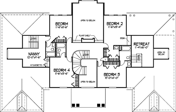 House Blueprint - European Floor Plan - Upper Floor Plan #320-560