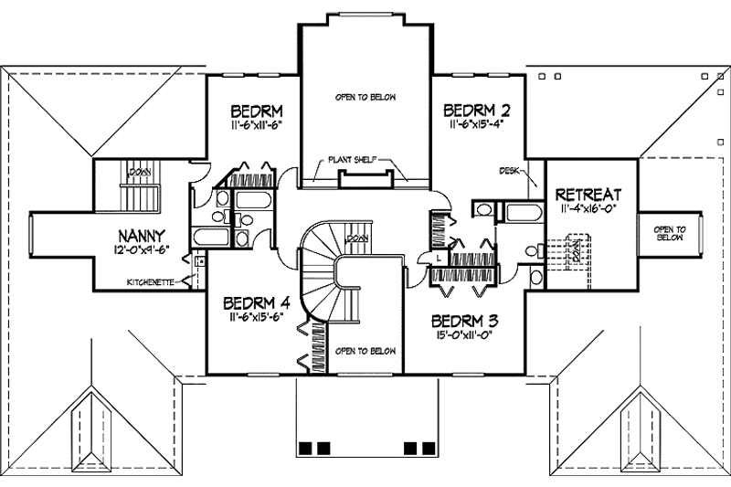 Architectural House Design - Floor Plan - Upper Floor for European House Plan #320-560 - 5 bed, 5.5 bath