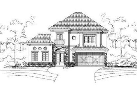 Exterior - Front Elevation for European House Plan #411-672 - 3 bed, 2.5 bath
