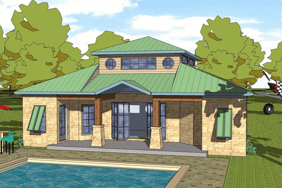 Exterior - Front Elevation for Traditional House Plan #8-224 - 1 bed, 2 bath