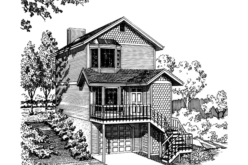 Home Plan - Exterior - Front Elevation 3 for Country House Plan #320-786 - 2 bed, 2 bath