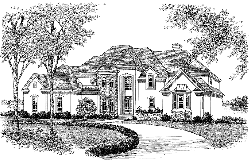 Dream House Plan - Exterior - Front Elevation 3 for European House Plan #453-146 - 4 bed, 3.5 bath