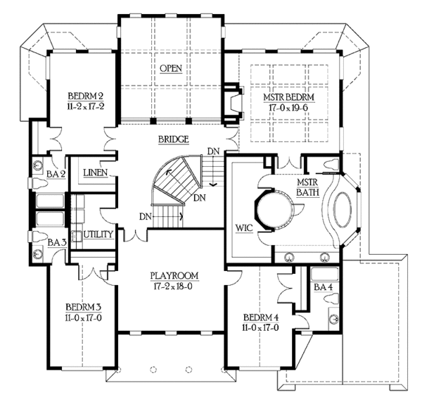 House Blueprint - Country Floor Plan - Upper Floor Plan #132-484