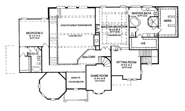 House Blueprint - European Floor Plan - Upper Floor Plan #952-140