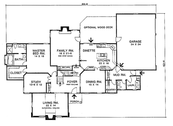 Architectural House Design - European Floor Plan - Main Floor Plan #1001-110