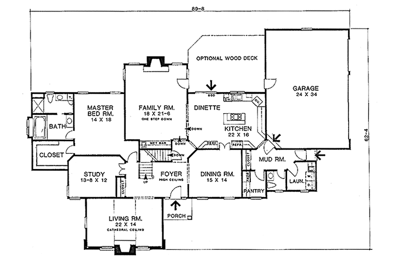 House Blueprint - Floor Plan - Main Floor for European House Plan #1001-110 - 4 bed, 3.5 bath