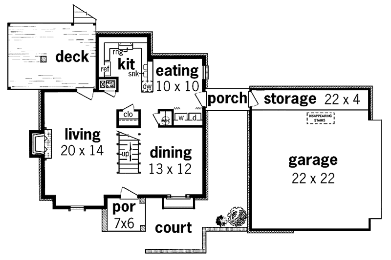 Architectural House Design - Floor Plan - Main Floor for Contemporary House Plan #45-415 - 3 bed, 2 bath