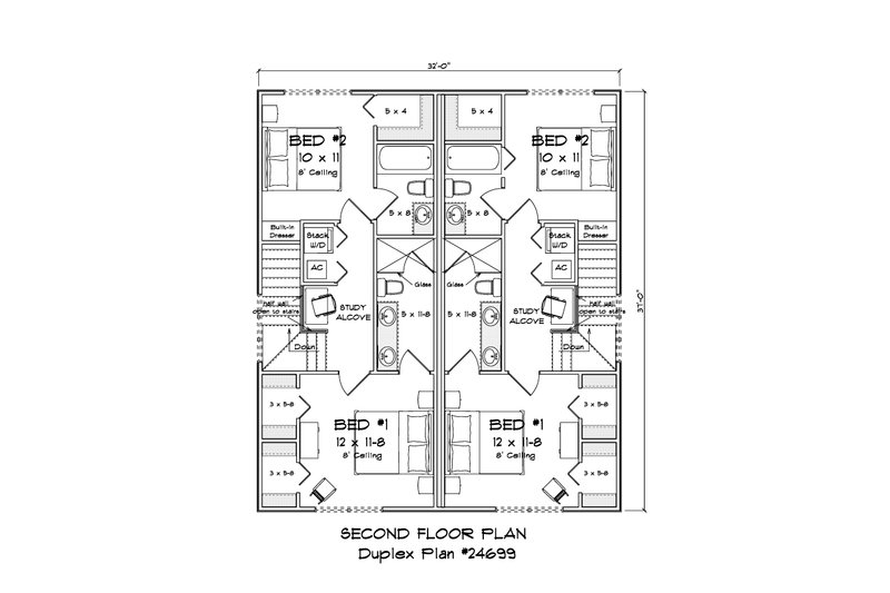 Home Plan - Floor Plan - Upper Floor for Cottage House Plan #513-2491 - 2 bed, 2.5 bath