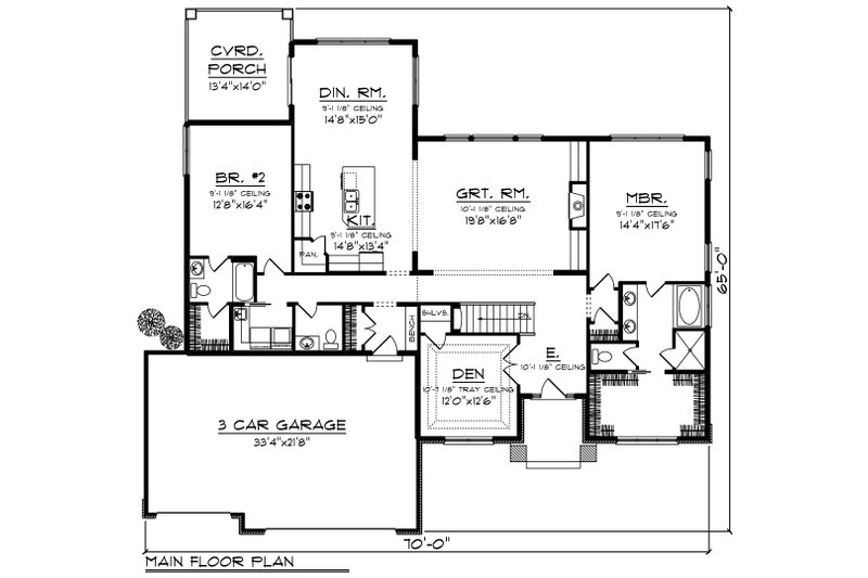 Dream House Plan - Floor Plan - Main Floor for Modern House Plan #70-1424 - 2 bed, 2.5 bath