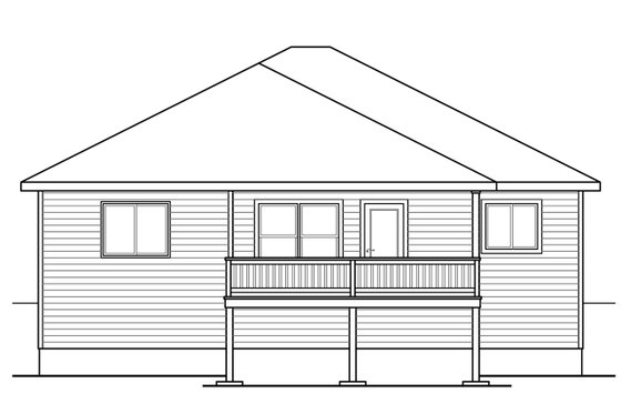 Exterior - Rear Elevation for Traditional House Plan #124-1027 - 3 bed, 2 bath
