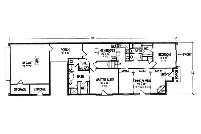 Home Plan - Floor Plan - Main Floor for Traditional House Plan #45-494 - 2 bed, 2 bath