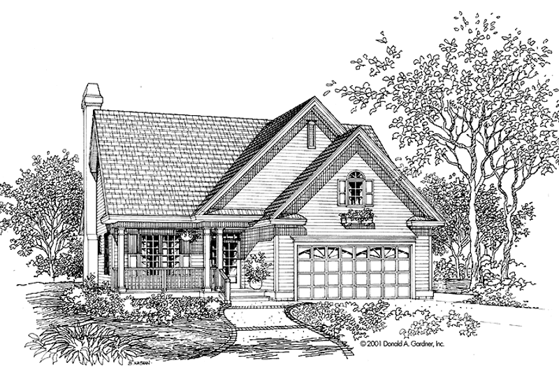 Architectural House Design - Exterior - Front Elevation 3 for Country House Plan #929-627 - 3 bed, 2 bath
