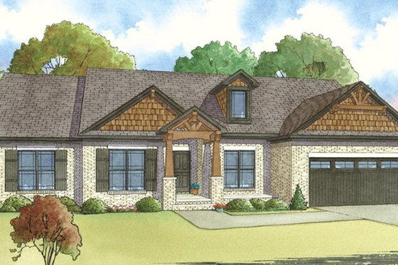 Exterior - Front Elevation 3 for Ranch House Plan #17-3396 - 4 bed, 2.5 bath