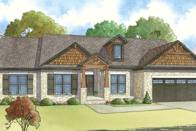 Dream House Plan - Exterior - Front Elevation 3 for Ranch House Plan #17-3396 - 4 bed, 2.5 bath