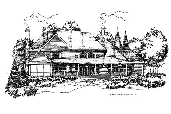 Exterior - Rear Elevation for Country House Plan #929-434 - 5 bed, 4 bath
